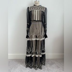 Zara Black Sheer Embroidered Dress